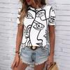 Abstract Portrait Art Pattern 3D Digital Printing Women's Casual Round Neck Short Sleeved T-shirt