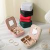 Portable Travel Jewelry Box with Mirror for Rings, Earrings, Studs, and Necklaces