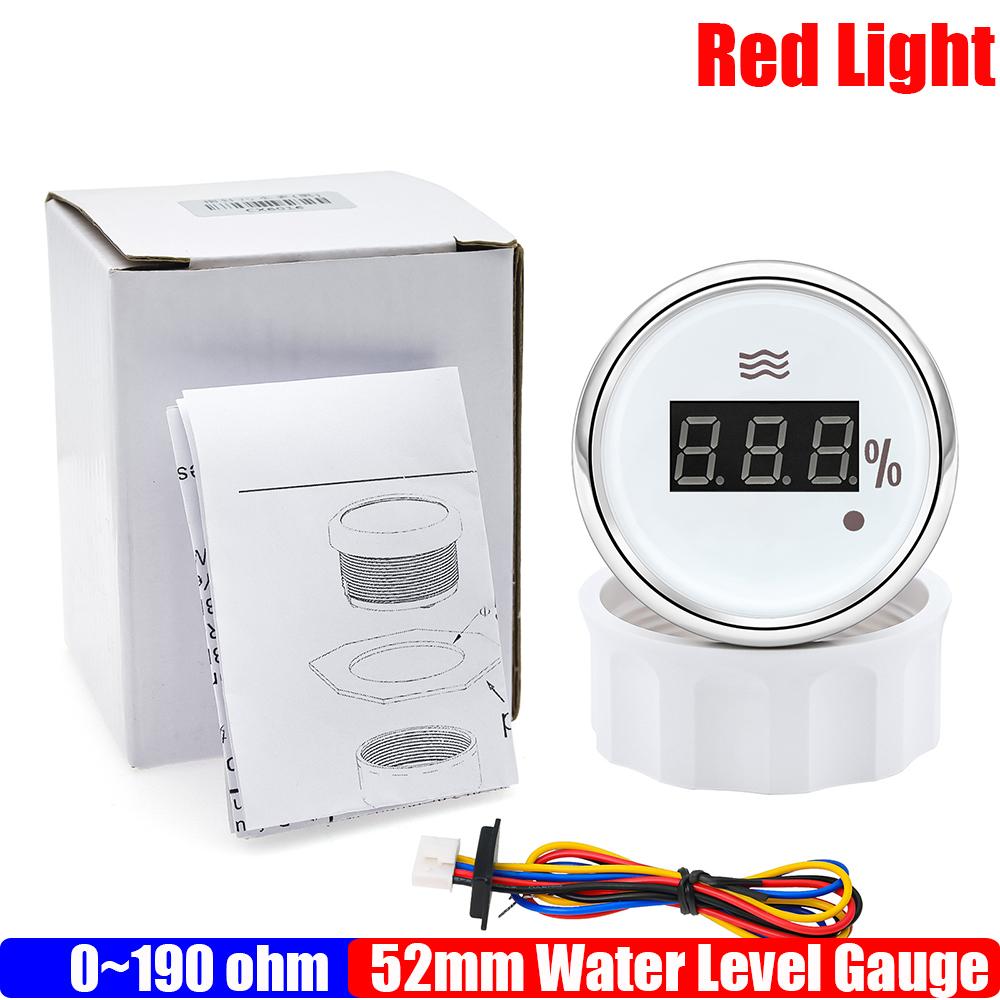 ZMFJH Digital 52MM Water Level Gauge with Flashing Alarm 0-190ohm Water Level Sensor 100-550mm Car Water Tank Meter Red Light