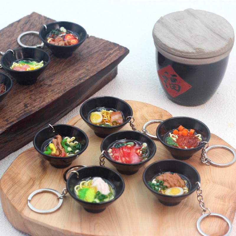 Брелок для ключей в виде миски рамена ручной работы - Креативный кулон в виде еды для сумок и автомобилей