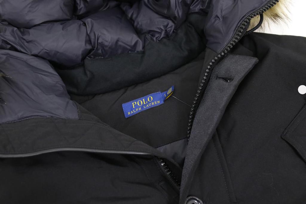 POLO RALPH LAUREN Fur Hooded Down Size 0101985 Men's N-3B Jacket, L, Black,