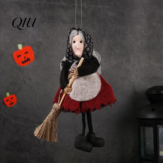 Halloween Atmosphere Decor Witch Broomstick Hanging Ornament, Spooky Fabric Pendant for Party Bar Decorative Items Home, Trick or Treat Festive