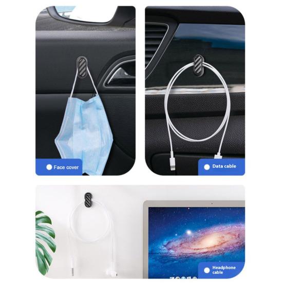4Pcs Hidden Car Hooks ABS Adhesive Back Seat Organizers for Keys Masks Chargers Multi-surface Car Hooks for Leather Glass Tile