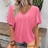Casual Summer T Shirt With V Neck Short Sleeve Cotton Polyester Fabric For Comfortable Daily Wear
