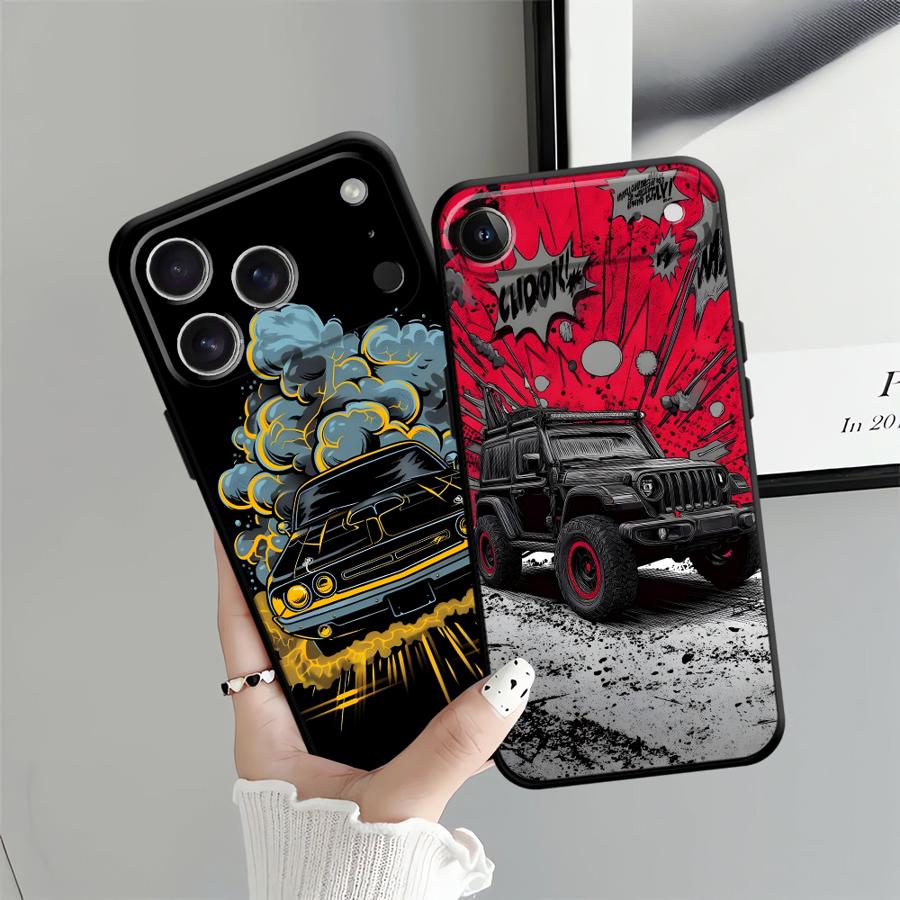 Ретро Мультяшный Автомобильный Чехол для Apple iPhone 17 Pro Max 12 XR XS MAX 14 15 Pro 7 8 16 Air 11 13 Funda Чехол для Телефона