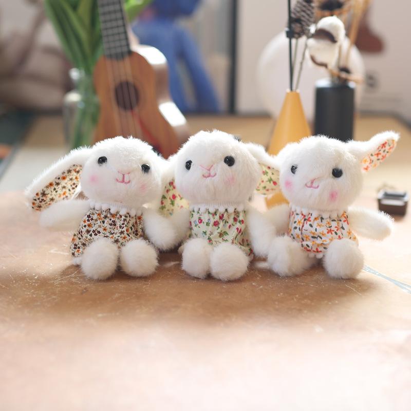 Cute Cute Floral Skirt Rabbit Pendant Plush Toy Doll Rabbit Bag Hanging Keychain Doll