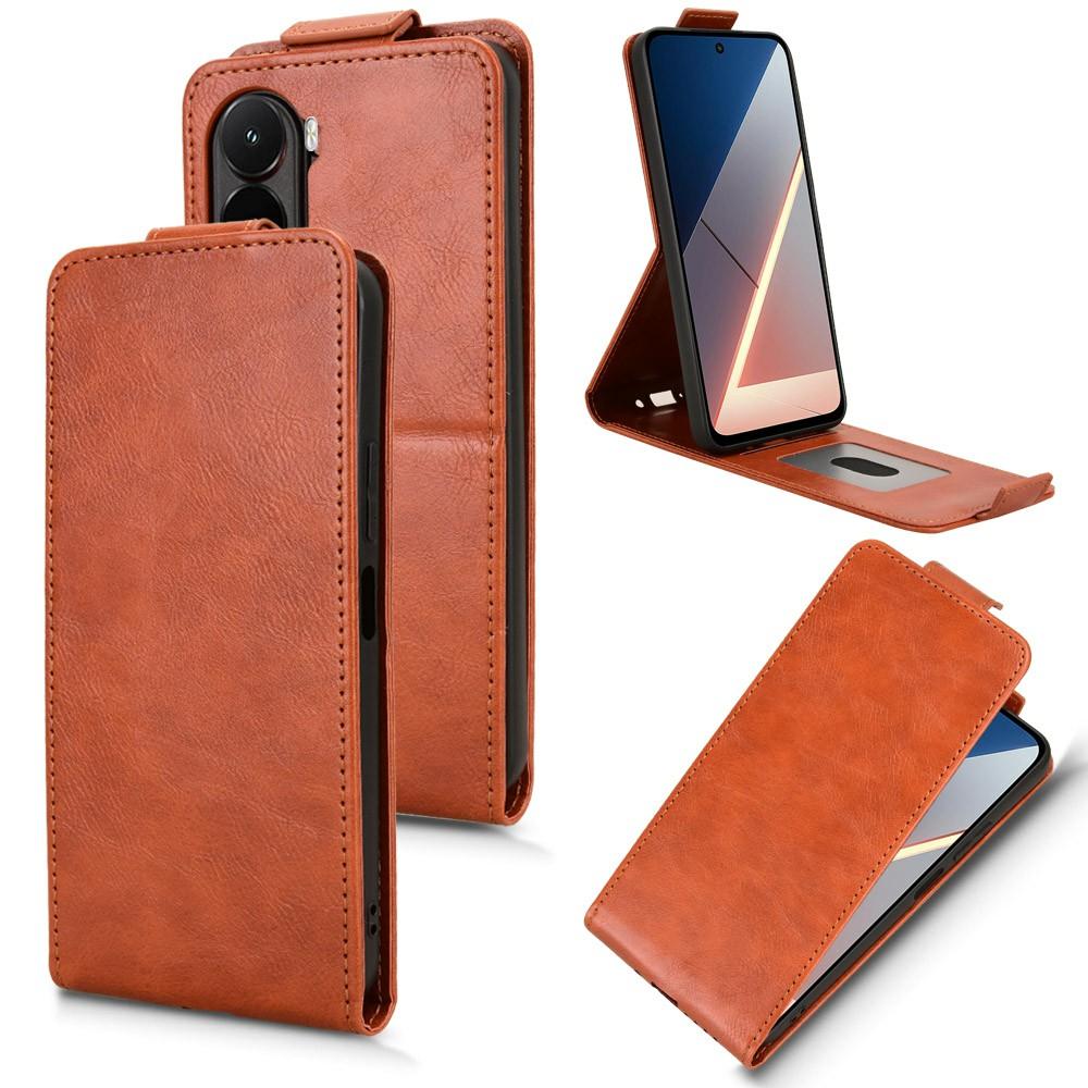 Для Xiaomi Poco M7 4G (США) (171 мм) Подставка Чехол Магнитная застежка Вертикальный откидной Кожаный чехол для телефона с держателем для карт