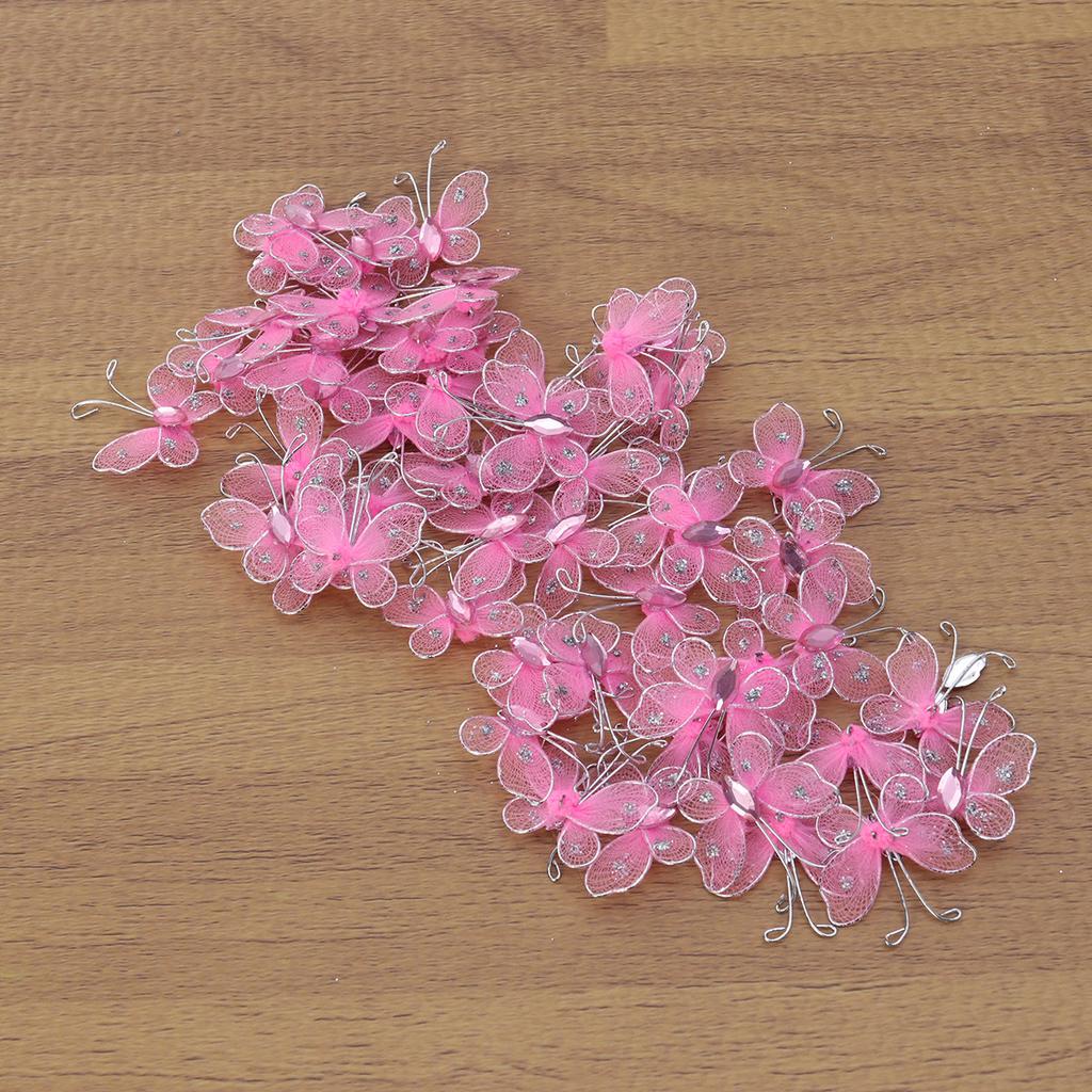 50 шт. Имитация бабочки DIY Свадебное украшение Розовая сетка-проволока Поделка для дома, офиса, кафе, вечеринки Украшение Бабочка
