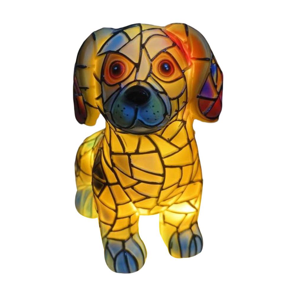 Кошачья лампа Анималистическое искусство Смола Настольная лампа Красочная Винтажная Витражная Французский бульдог Корги Мейн-кун Светодиодный ночник Подарки