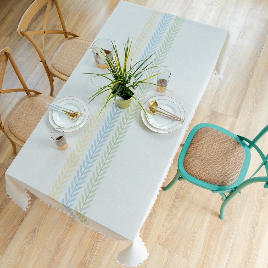 Скатерть с кисточками и вышивкой Anglicanum, хлопково-льняная пыленепроницаемая крышка стола, для кухни, столовой, декор столешницы для домашней вечеринки