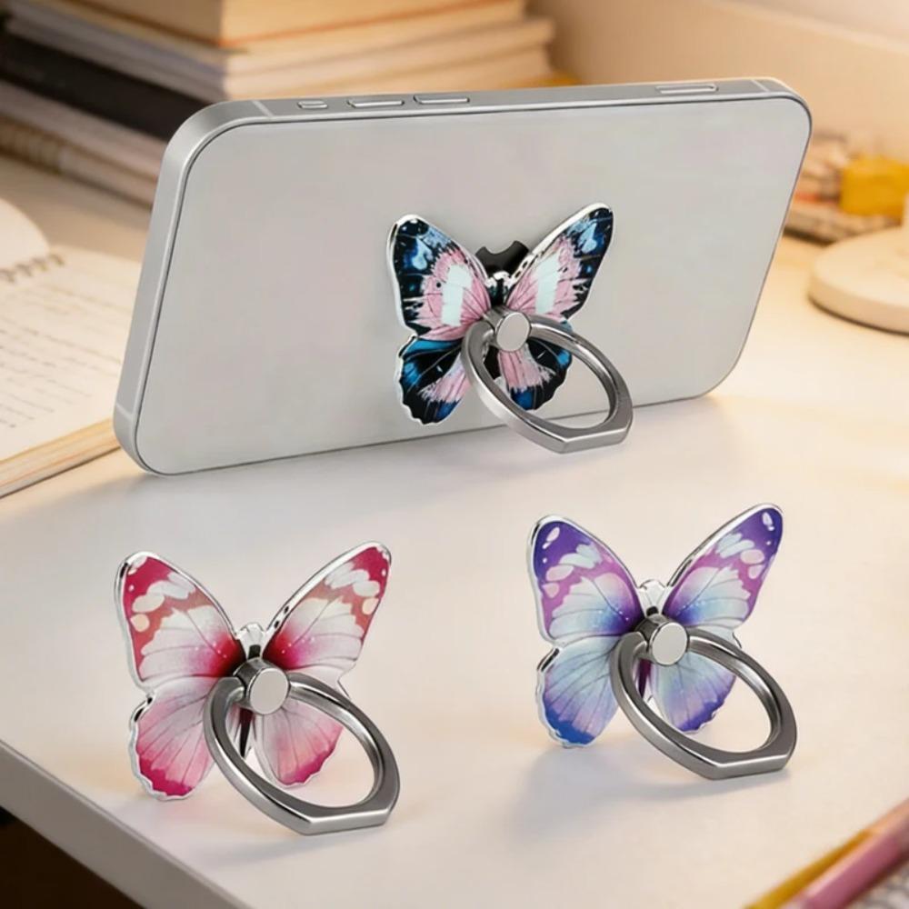 Luxury Cartoon Butterfly Phone Finger Ring Holder, Universal Mobile Phone Stand & Smartphone Accessory for IPhone 17/16/15