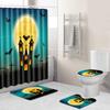 Halloween Shower Curtain Floor Mat Three-Piece Combination Set, Living Room Sand Absorbent Carpet, Bedroom Non-Slip Door Mat