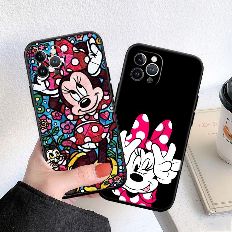 CJ77 Чехол для телефона Микки и Минни Маус Soft Shell для iPhone 16 15 14 13 12 Pro Max Plus Mini