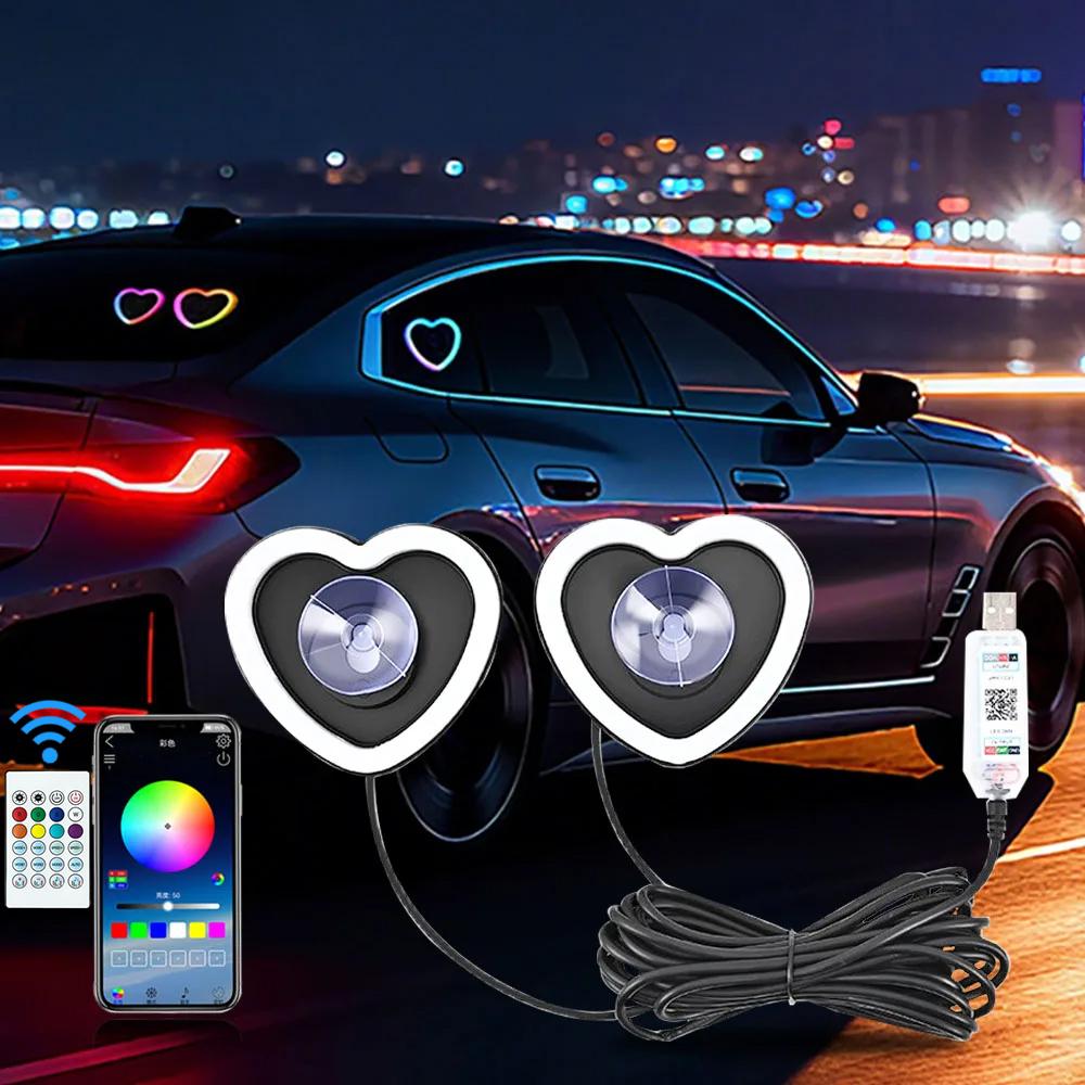 USB RGB Sweet Heart Atmosphere Light For APP&Remote Control Car triangle window interior Motor Decoration Modification Neon Lamp
