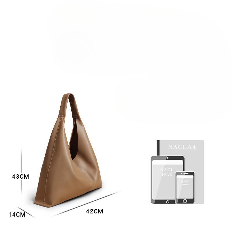 Простая сумка через плечо, большая вместимость, женская сумка из коровьей кожи, сумка-тоут из мягкой кожи подмышкой, большая сумка из натуральной кожи для женщин