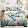 Трехпредметный комплект пододеяльника с морской черепахой, цифровая печать, двухпредметное постельное белье
