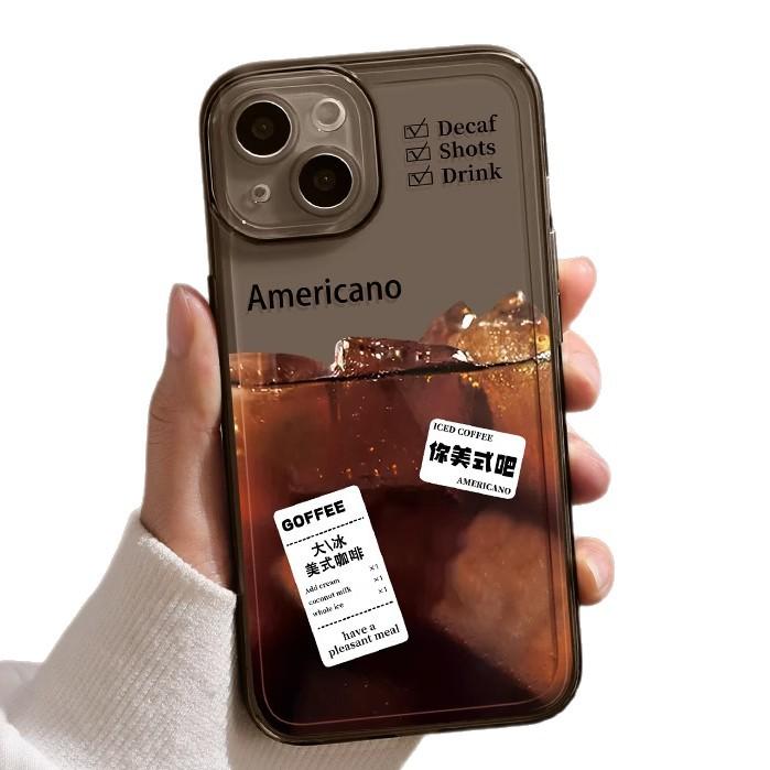 Американский кофе iPhone16promax Чехол для iPhone 15 новый 14 прозрачный tpu всесторонний 13 защитный чехол