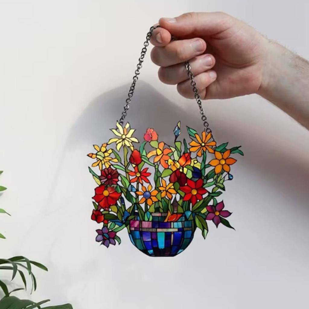 2D Art Flower Нарисованное украшение на окно Подвесное акриловое украшение на окно Подвесное, креативное освещение Подвесной светильник для дома Подвесное украшение