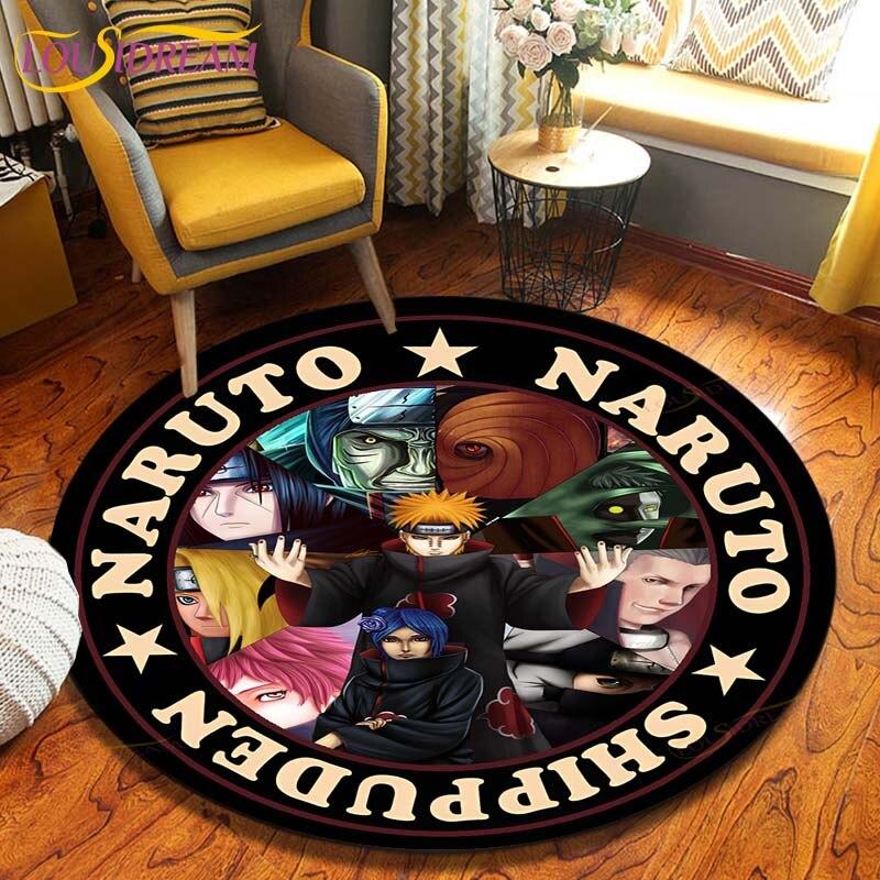 Круглый ковер в стиле аниме «Наруто», напольный коврик для спальни, фланелевый ковер с животными, противоскользящий детский игровой коврик, декоративные коврики для детской комнаты