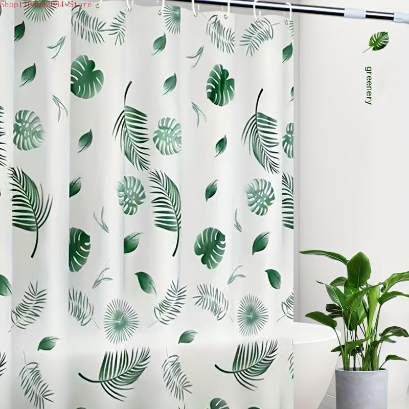Высококачественный набор штор для душа с рисунком листьев - С крючками Водонепроницаемый Устойчивый к плесени Легко установить Стирка