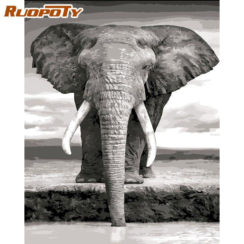 RUOPOTY Безрамная картина «сделай сам» по номерам, животные, акриловая настенная картина по номерам, холст, картина для украшения дома, искусство