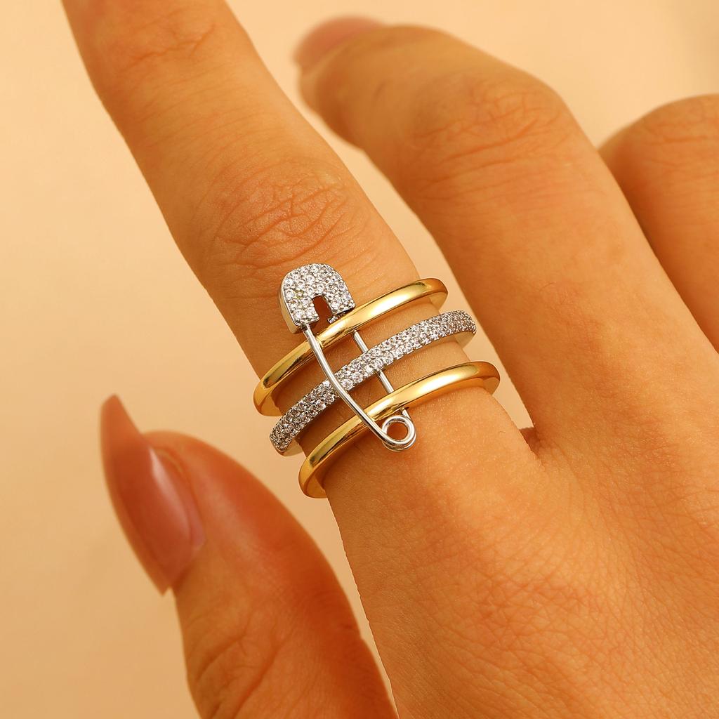 Высококачественное новое кольцо 2026 года, лидер продаж, трехцветное кольцо-разъемное кольцо, женское, с микроинкрустацией цирконами, кольцо-булавка, оптовая продажа