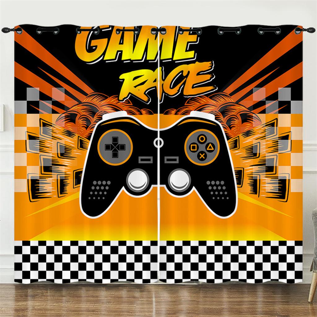 3D Gamer Boys Window Curtains Teens Kids Gaming Curtains for Living Room Bedroom Kitchen Blackout Curtains Gamepad Cortinas