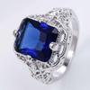 Vintage Women Blue Gemstone Tone Filigree Wedding Ring