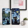 Милый A-Художественный котенок Чехол для телефона Samsung A73,A21s,A22,A31,A32,A52,A53,A71,A80,Мягкий черный корпус