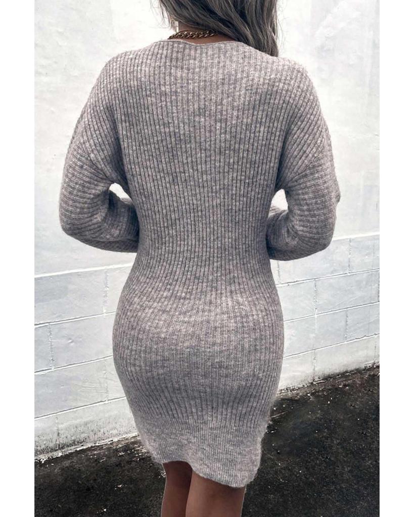 Azura Exchange V Neck Bodycon Sweater Dress