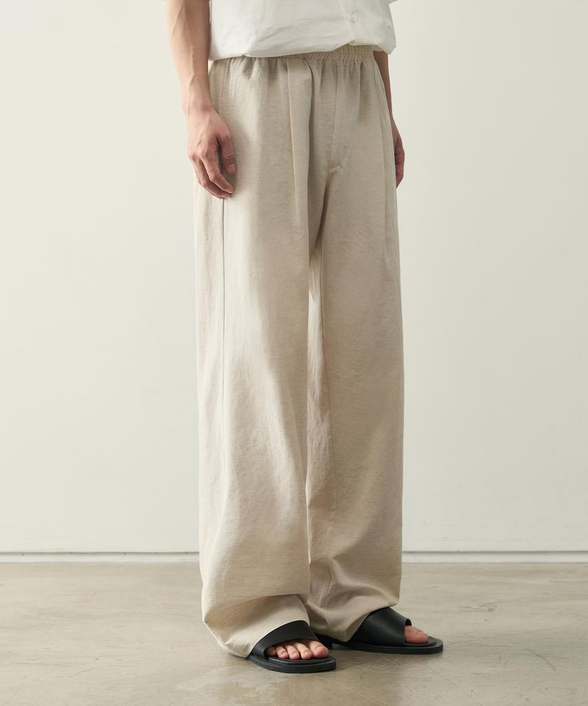 ROTEMBER Linen One-Pleat Wide Elastic Waist Pants [ 4 Colors ]