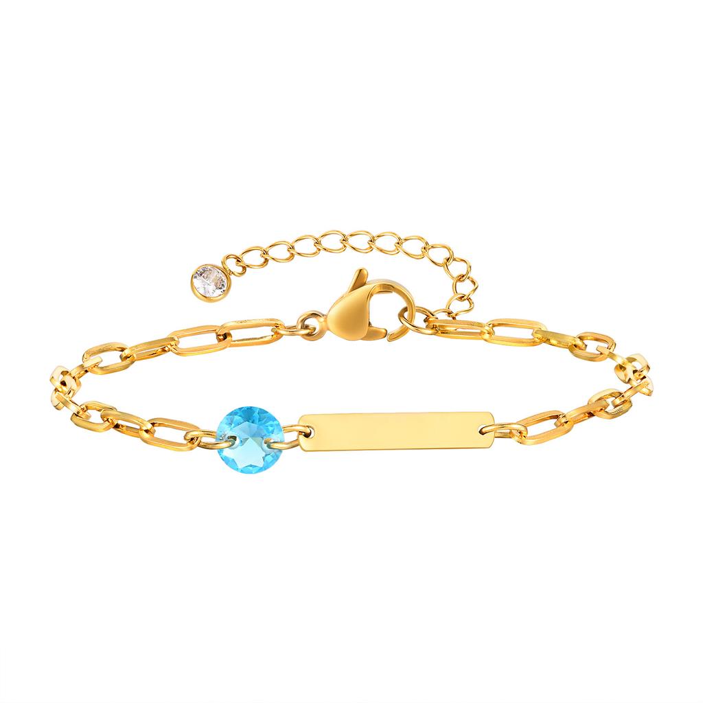 Custom Birthstone Bracelet with Name Personalized, Adjustable Paperclip Link Bracelet, Christmas Birthday Gift for Women