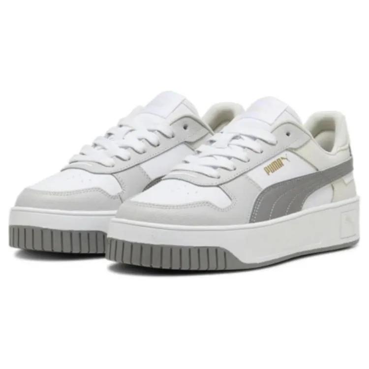 PUMA Carina Street Cow Split Leather Low top Skateboard Shoes Women's White Gray (Unisex) Skate Shoes 389390 20