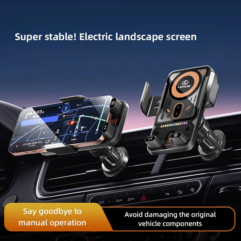 Punk Mechanical Style Phone Holder Car Electric Wireless Charging Board For Lexus F SPORT ES RX NX LS UX LM LX GX LC RZ IS CT GSKR8