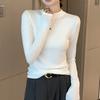 New Women's Long-sleeved T-shirt Base Layer, Solid-color Long Johns, Semi-high Neck, Round Neck and Small Stand-up Neck Top