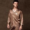Spring Autumn Thin High Quality Pajamas Set Men  Polyester Ice Silk Long-sleeved Sleepwear Summer Home Clothes Men
