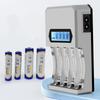 USB Powered 4 Slot AA 3A Battery Charger Fast Charging Slots with LCD Display for 1.2V NiMH NiCD AA 3A Batteries