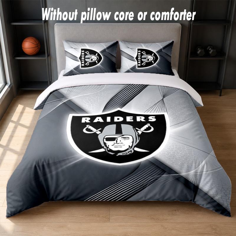 Las Vegas Raiders Design Bed Bedding Set 1 Duvet Cover + 2 Pillowcases Soft Breathable Household Bed Linens