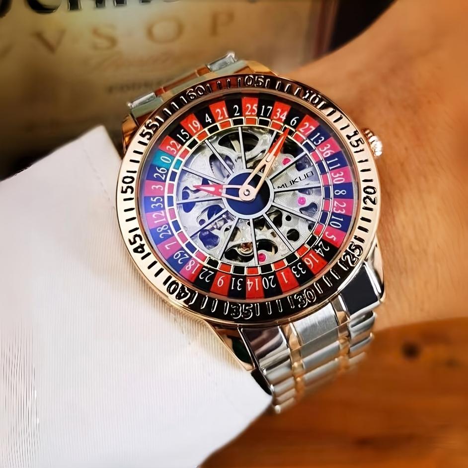 Steampunk Skeleton Men's Watch Luxury Automatic Mechanical Watches Luminous Waterproof Stainless Steel Strap Roulette Watch