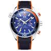 Paulareis Men Automatic Self Wind Mechanical Canvas Rubber Strap Orange Blue Red Multifunction Date Month Watch