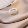 Bohemian Handmade Colorful Crystal Beaded Imitation Pearl Rings Continuous Circle Minimalist Wedding Promise Stacked Finger Ring