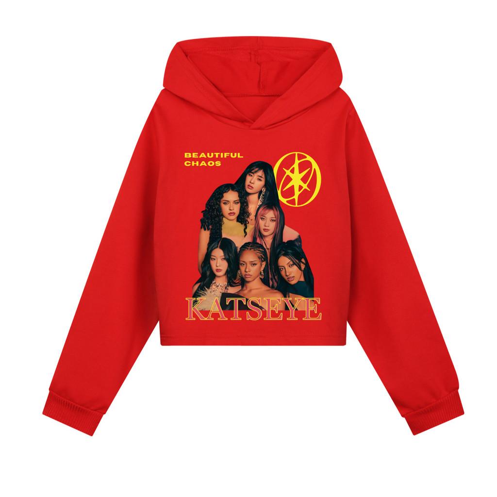 5346 Детские толстовки с длинными рукавами и принтом KATSEYE для девочек, осенне-зимние, повседневные