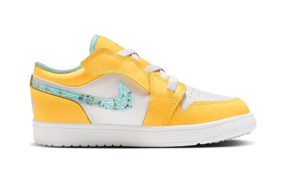 Jordan Air Jordan 1 Low Alt SE PS Канвас Дышащие Низкие Детские Кеды для Скейтбординга Желто-Белые DX4387-800