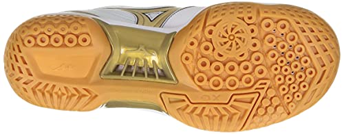 Mizuno Бадминтонные кроссовки Wave Fang PRO, Бело-золотые, Размер 25.5 см, 2E