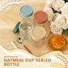 4Pcs 500ml Clear Glass jars with Airtight Lids Oats Containers Stackable Wide Mouth Oatmeal Containers for Yogurt Pudding Jam