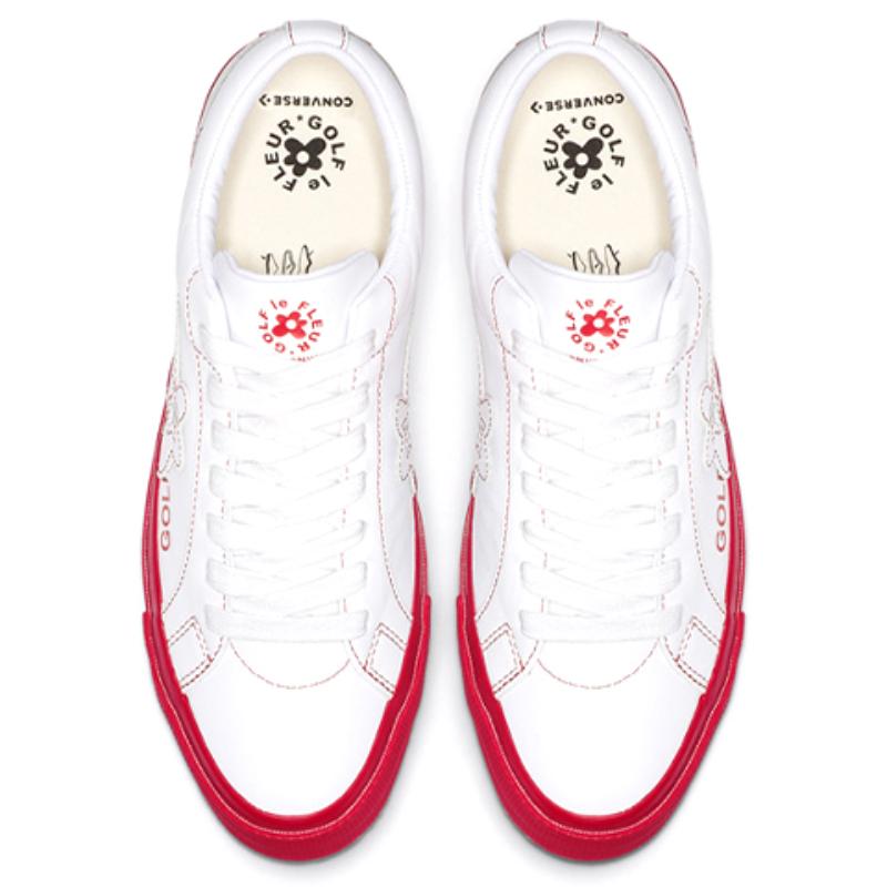 Golf Le Fleur*One x Converse One Star Искусственная кожа Низкие кеды для скейтбординга с маленьким цветком Унисекс Белые и красные