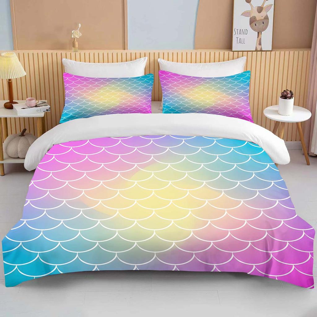 Fantasy Fish Scale Art Print Bedding Set Duvet Cover 1 Duvet Cover 2 Pillowcases Adult And Children Bedding Set Luxury Gril Gift