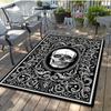 [Holiday Cheer] Gothic Satanic Skull Pattern Area Rug,100% Polyester Crystal Velvet Carpet,Heavy-Duty 800g/m²,for Living Room,Bedroom,Kitche