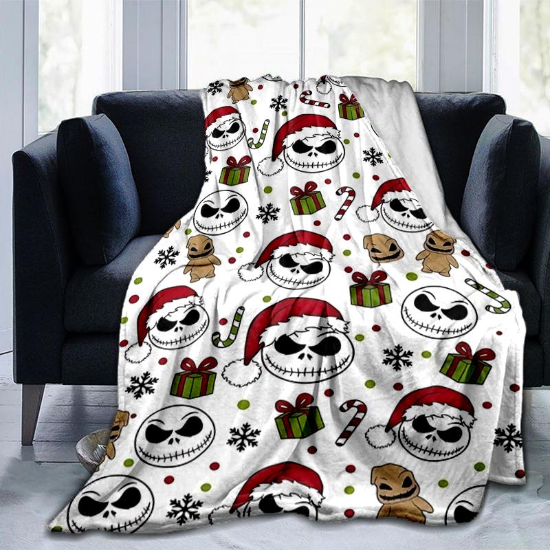 1Pc Christmas Skulls Blanket Soft And Comfortable Casual Warm Camping Travel Christmas Halloween Gift M921463