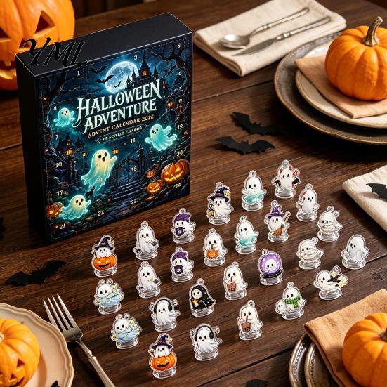 Advent Calendar for Friends 2D Acrylic Ghost Decor, Halloween 2026, Surprise Party Favors Gifts Kids Scary Healing Figures Decorations, Horror